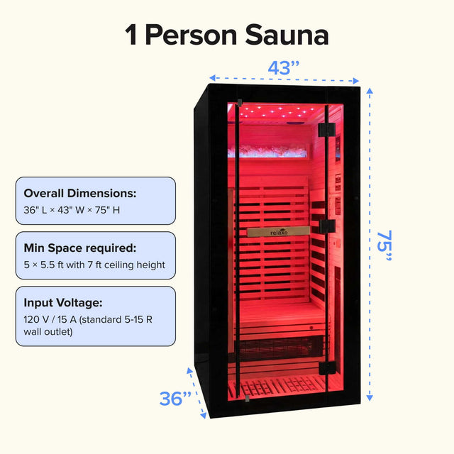 Relaxe Caldera™ Full Spectrum Infrared Sauna With Red Light Therapy Panel